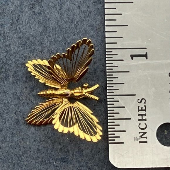 Monet Butterfly Pin Brooch Gold Wire Retro Vintage Minimalist Mid Century Modern - Picture 7 of 7